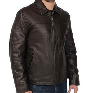 Real Leather Black Jacket with Slit Pockets for Men – Available in Sizes XL, 2XL